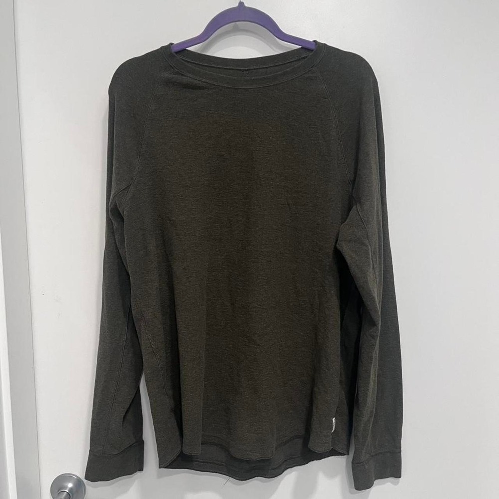 American Eagle Dark Olive Green Long Sleeve Crewneck Top Knit Shirt Large Mens